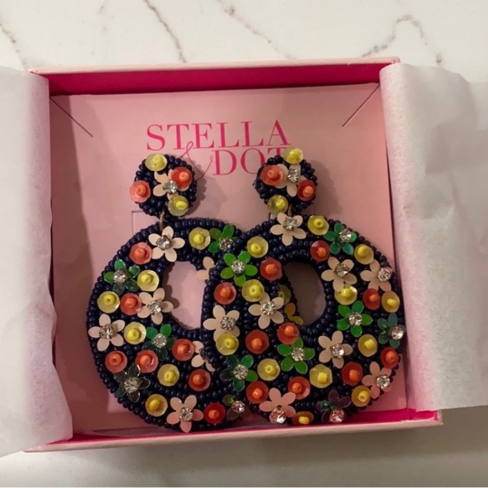 Stella & Dot Mariposa colorful beaded statement earrings NEW